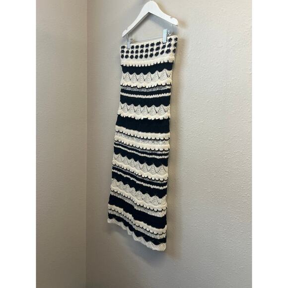 NWT Anthropologie Textured Knit Black White Midi Skirt size XXS Petite msrp $168 - Picture 1 of 14